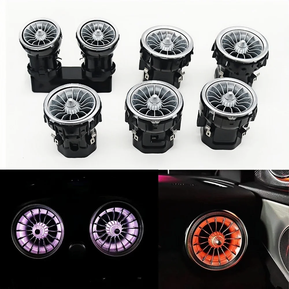 3/12/64 Colour LED Air Conditioning Vents Ambient Light For Mercedes Benz W205 X253 C-Class GLC AMG C43 C63 Exhaust Nozzle Refit view 3