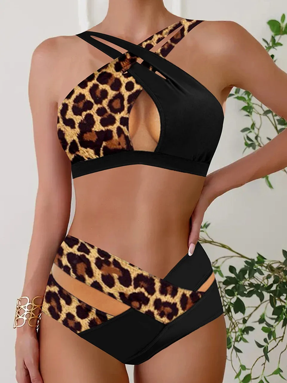 ด้านหน้าบิกินี่ 2024 ผู้หญิง Hollow OUT ชุดว่ายน้ําเซ็กซี่พิมพ์ชุดว่ายน้ําฤดูร้อน Beachwear หญิง Bathers ชุดว่ายน้ําว่ายน้ําชุดว่ายน้ํา