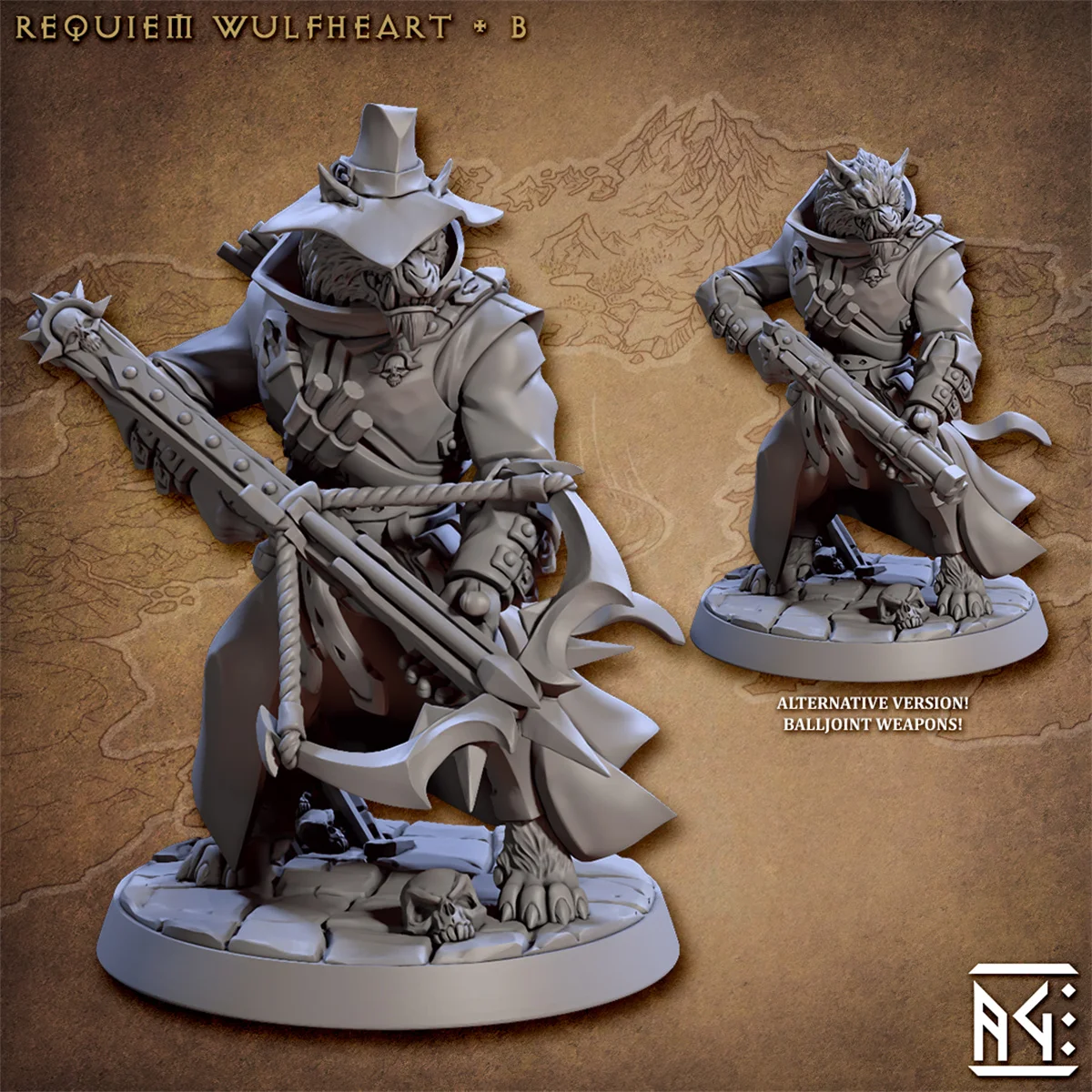 Modelo microscópico de impresión 3D, cazador de demonios, hombre lobo, perro asesino, entrenador, Fenrir, Dnd, modelo de pieza de grupo de correr