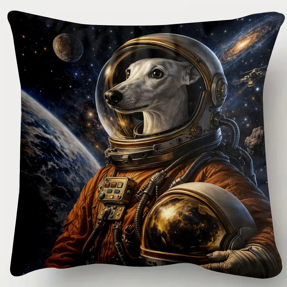 Dog Astronaut Space Adventure Throw Pillow Cosmic Canine Exploration Galaxy Decor Cushion