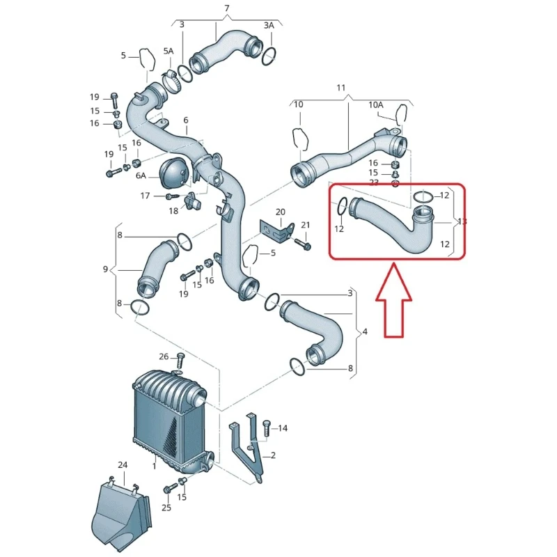 Replacement Air Intake Hose 1J0145828AD 1J0145828K Intercooler Hose Pipe Auto Accessories Repair Parts