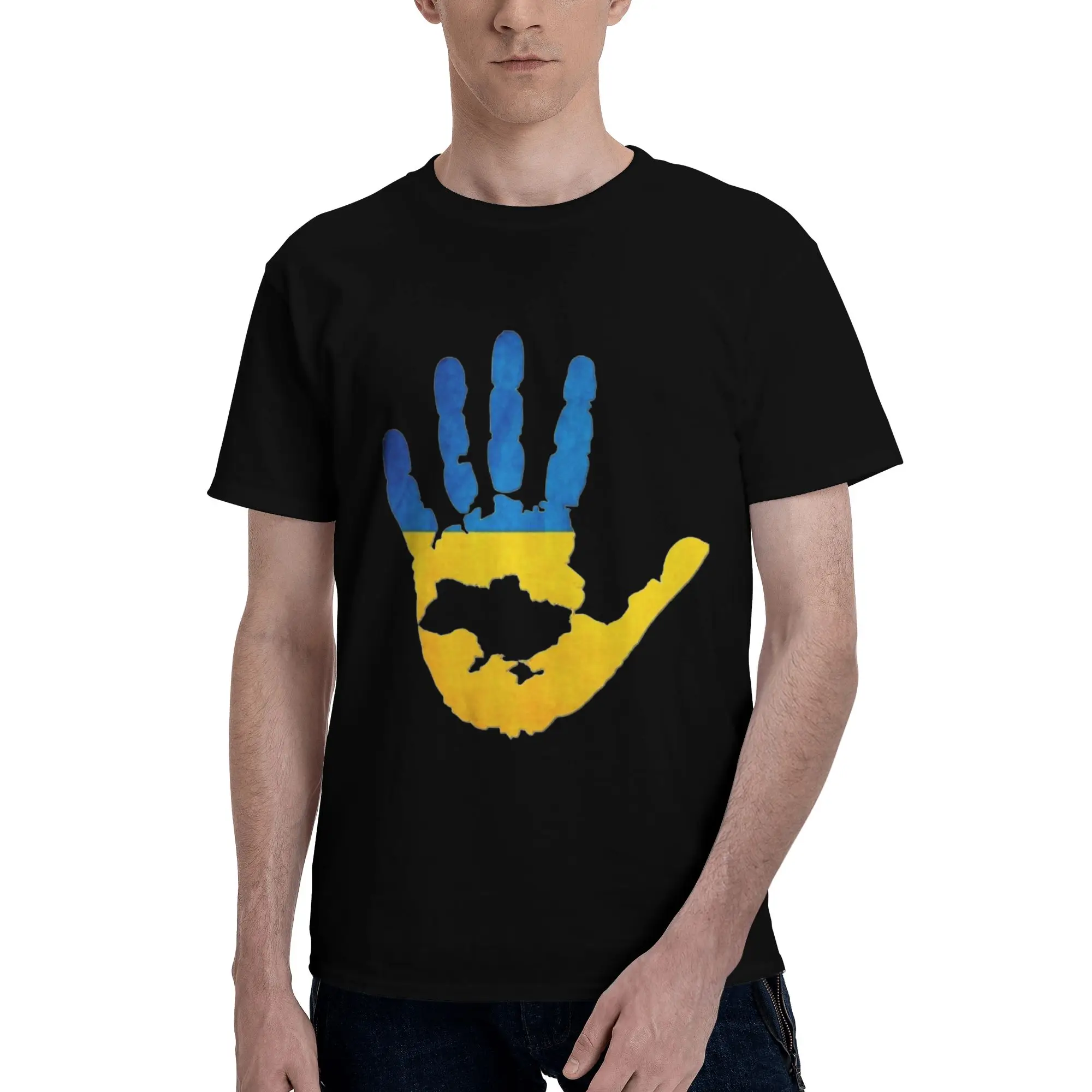 Custom Ukraine Flag Tshirts for Men Short Sleeve Casual T Shirt Fashion  T-shirt Slim Fit 100% Cotton Tees Gift