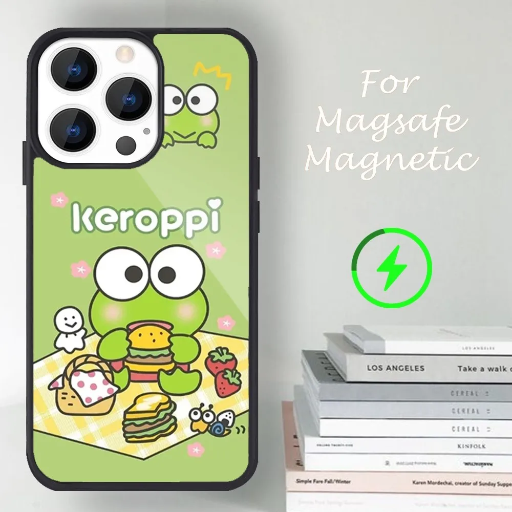 MINISO Sanrio K-Keroppi Phone Case For iPhone 14 13 12 11 15 Pro Max Magsafe Magnetic