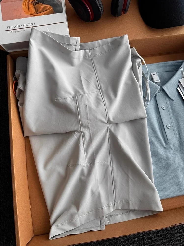 American Sle Qui Dry Fitn ort Sport orts Pria Musim Panas Tipis Es Sutra Bernapas CleanFit Longgar Tabung Lurus Lima orts