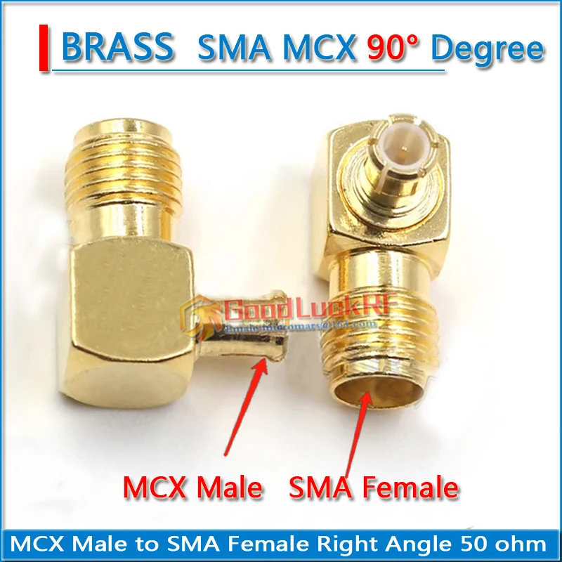 

1X Pcs MCX Male to SMA Female Right Angle 90 Degree MCX - SMA GOLD Plated Type L Coaxial Coax RF Adapters