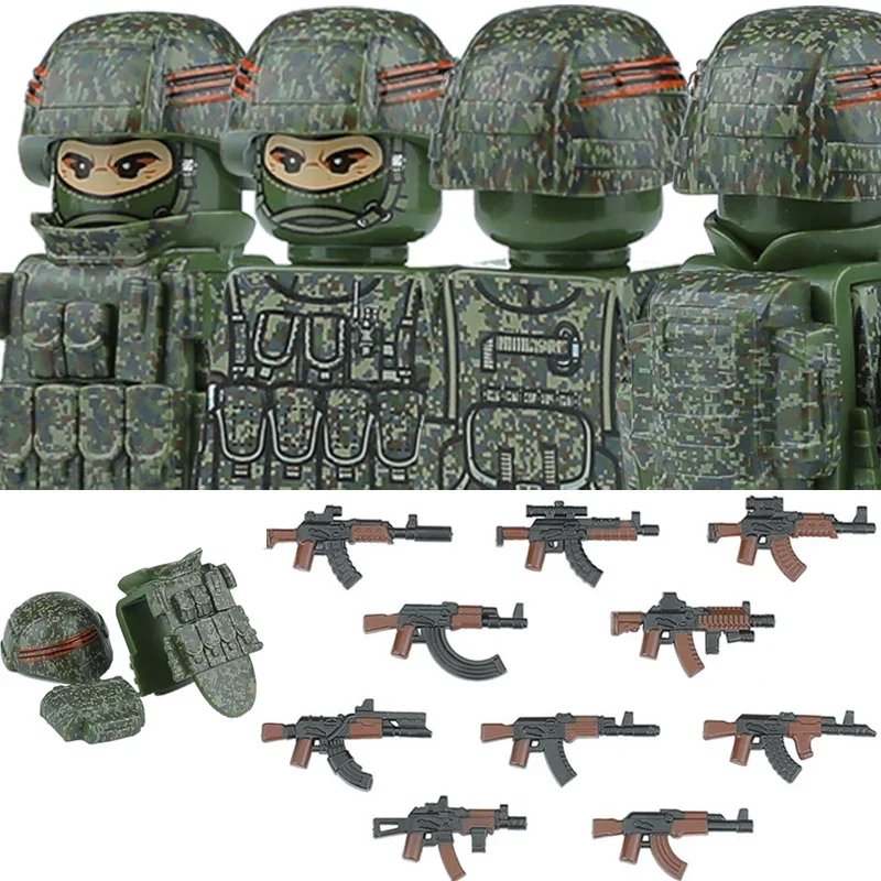 Military City Police Special Forces Building Blocks Camouflage Soldier Assault Figure with Backpack And Weapons Toy Set