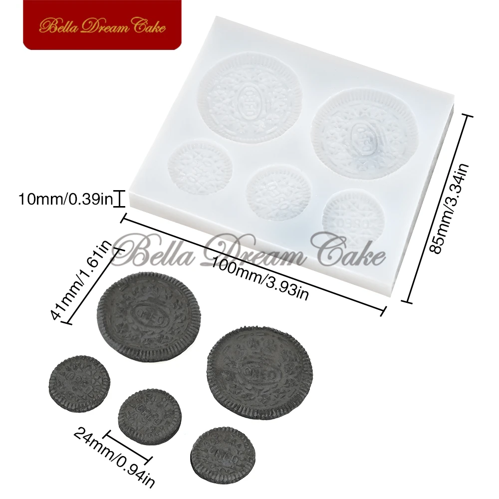 3D Mini Cream-filled Cookies Design Silicone Mold Biscuit Fondant Chocolate Mould DIY Clay Model Cake Decorating Tools Bakeware