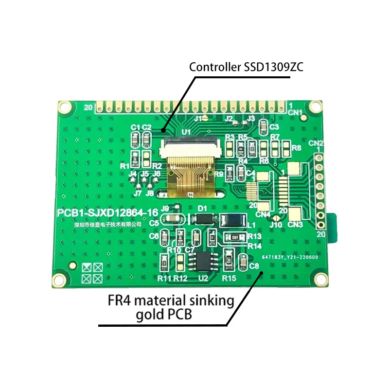 Oled 2.42 Inch 12864 Oled-scherm 128X64 Geel Karakter Oled Display Module Ssd1309zc Drive 3.3V Voeding