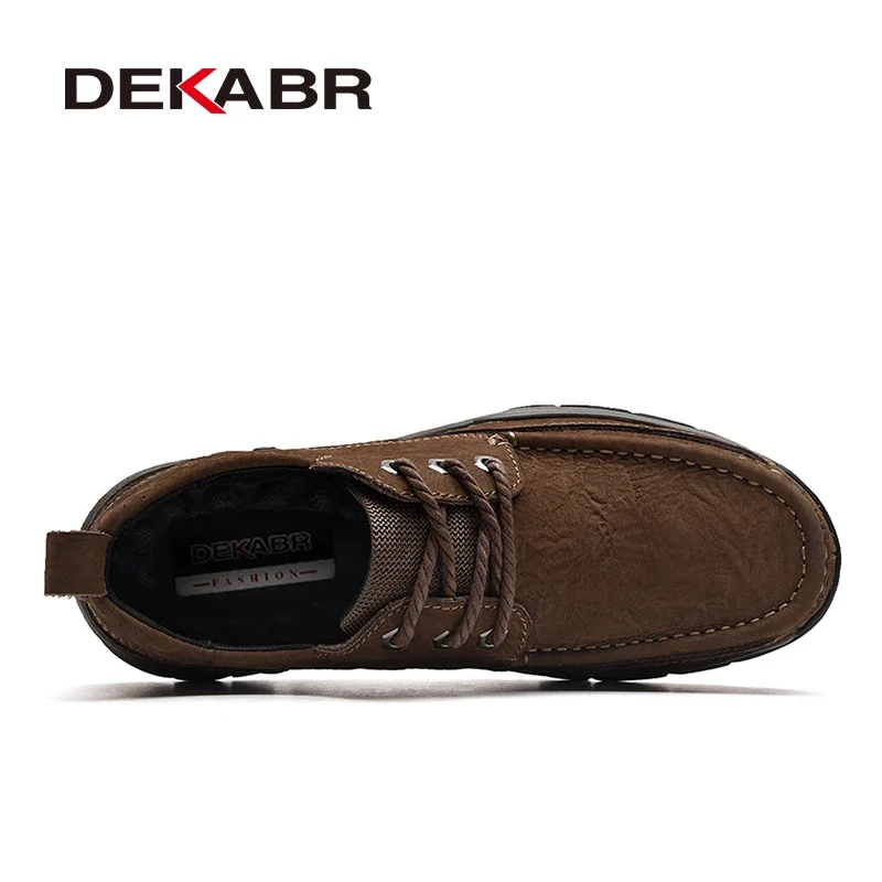 DEKABR Luxury Brand Comfortable Classical Men Loafers Wear-Resistant Genuine Leather Flats Shoes Causal Working Shoes Men