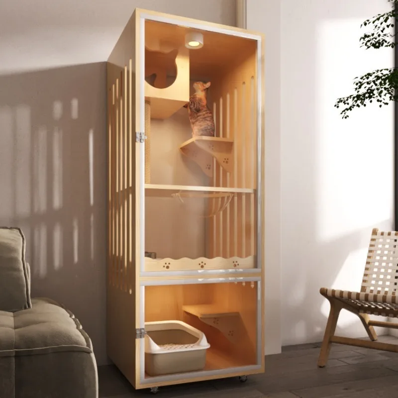 

Double Layer Indoor Cat Cage Villa Independent Enclosed Cat Box Large Space Pet House for Cats