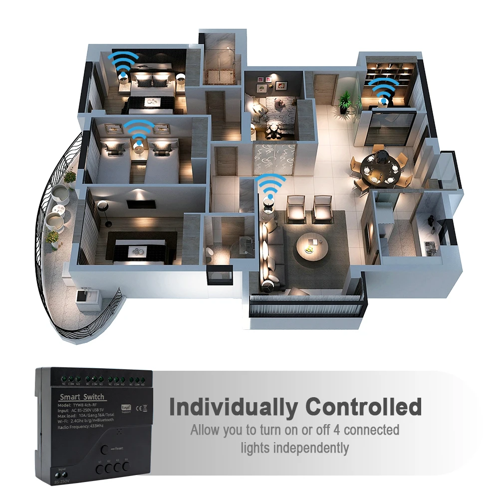 Imagem -02 - Interruptor Inteligente Tuya com Alternância Momentary Relé Modo de Interlock Módulo de Controle Inteligente Wifi Home Appliance 220v 85250v 10a 4ch