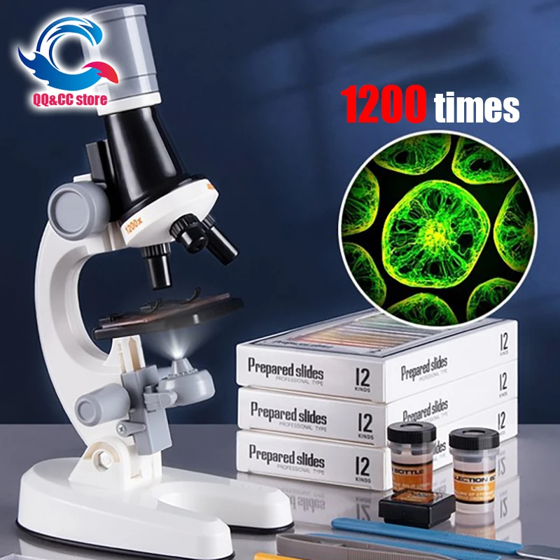 1200X Child Biologica microscopio Kit esperimento scientifico pupilla regalo laboratorio Led Home School interesse giocattolo educativo regalo per i bambini