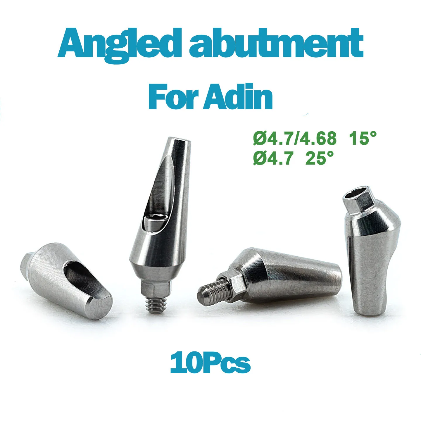 10Pcs Dental Titanium Angled Abutment Compatible with Adin 15 25 Degree Internal Hex Cement Retained Restorations Supply