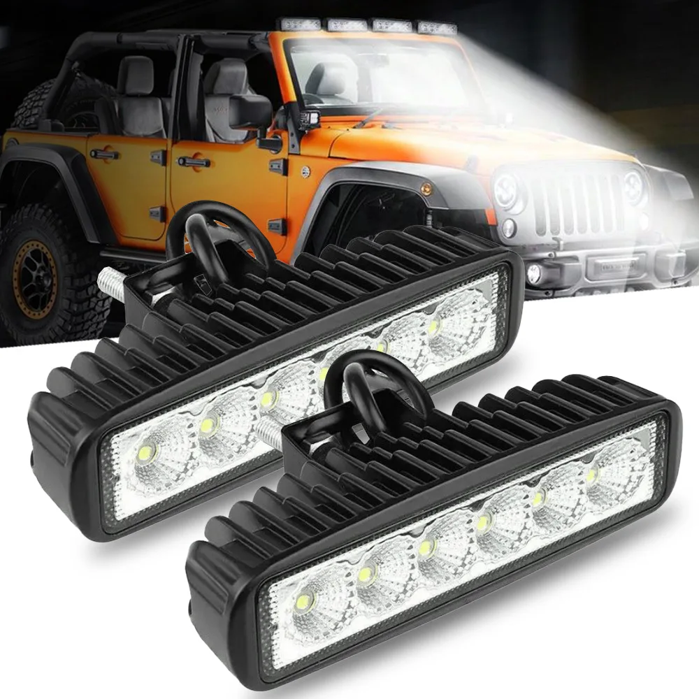 

2PCS 18w 6 LED Car Work Light DRL Spotlight High Bright Waterproof Auto Offroad SUV Truck Headlights Driving Lamp 12V 24V 6000K
