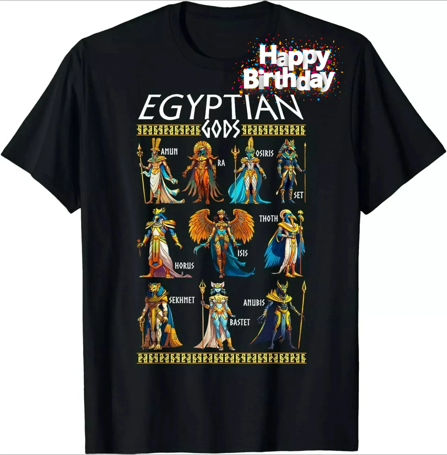 Egyptian Gods Ancient Mythology Pharaoh Anubis Thoth Horus T-Shirt New 100% Cotton O-Neck Short Sleeve Casual Mens T-shirt