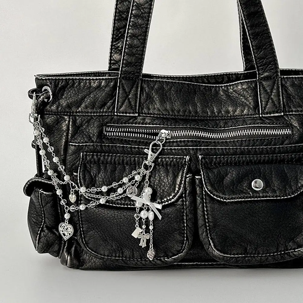 Beaded Bag Chain Heart-shaped Bow Tassel Bag Chain Pendant Personality Pants Chain Handbag Decoration DIY Clothing Accessories