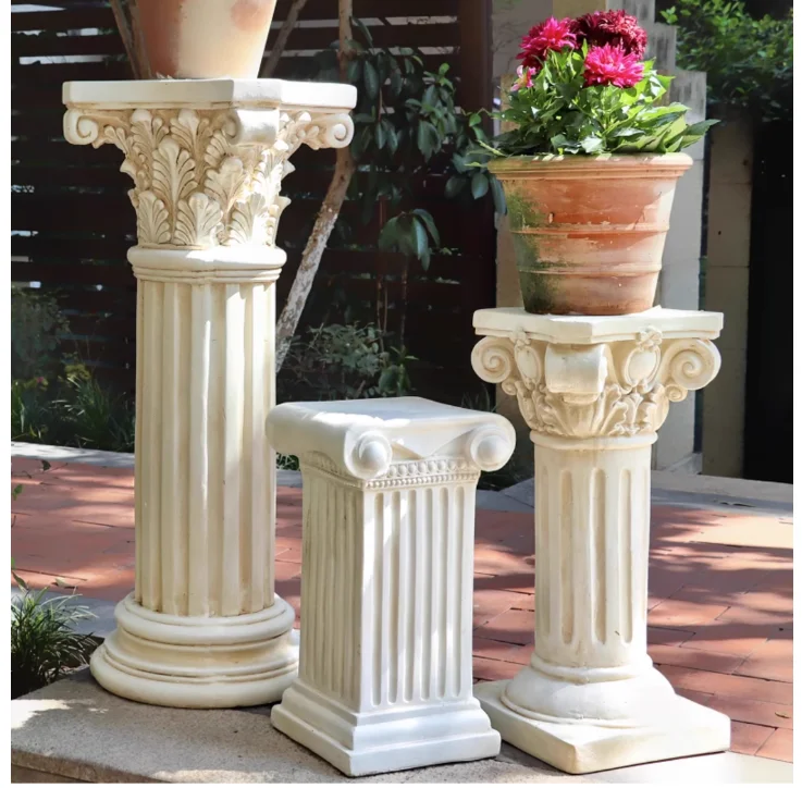 Gypsum Roman column display table base resin garden courtyard flowerpot wedding props ornaments European Roman column