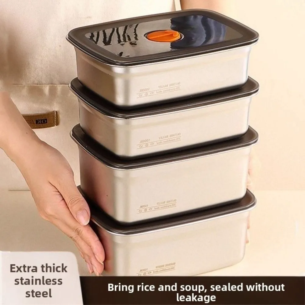 Stainless Steel Camping Lunch Box Sealed Large Capacity Bento Box Leak-proof Refrigerator Freezer Storage Box