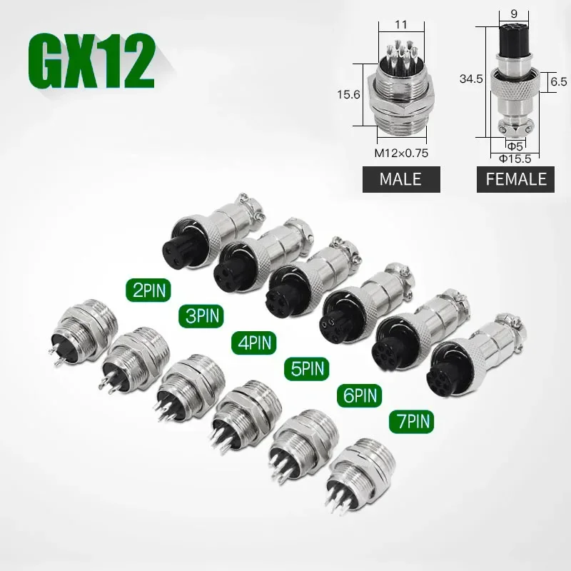 5/10/20Set GX12 GX16 GX20 2 3 4 5 6 7 8 9 10 12 14 15 Pin Docking Aviation Plug Socket Waterproof Circular Connector