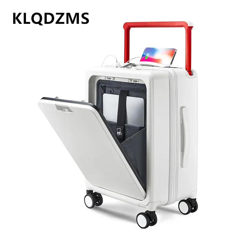 KLQDZMS-Sac de Voyage à Bagages avec Cadre en Aluminium, Valise d'Embarquement, Ouverture Frontale, Chariot pour Ordinateur Portable, Valise de Chargement USB, 24 Pouces