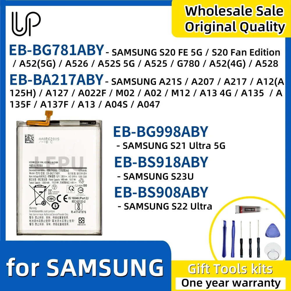 

Original Phone Battery EB-BS908ABY EB-BG781ABY EB-BG998ABY EB-BA217ABY EB-BS918ABY for SAMSUNG S22 Ultra S20 FE 5G A13 S23U M12