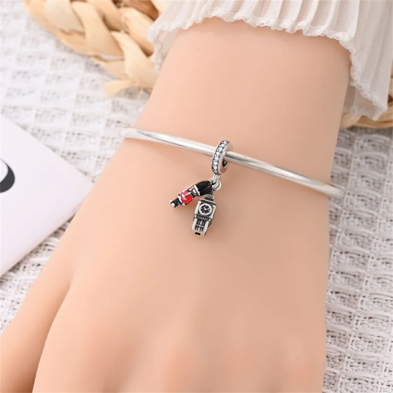 925 Sterling Silver London Big Ben Charm Pendant Women's DIY Jewelry Famous Architectural Tourist Attraction Compatible with Ori