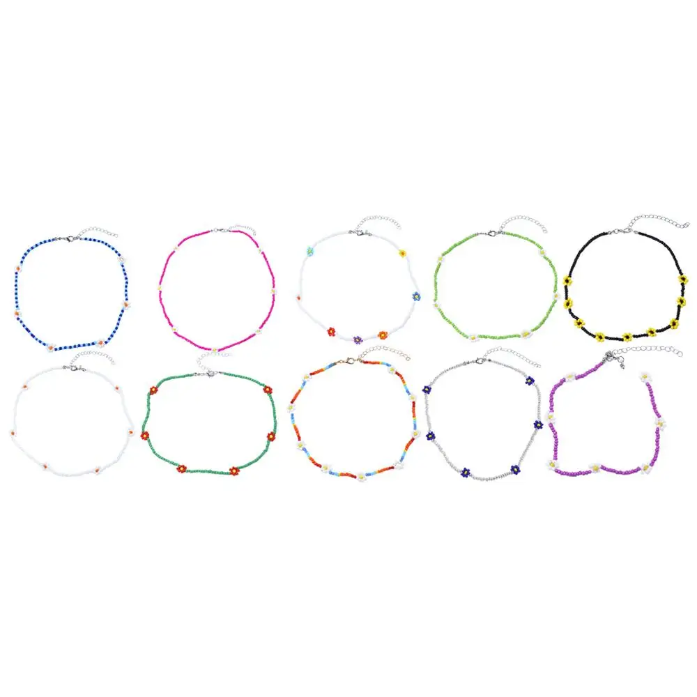 Koreanische handgefertigte Damen-Urlaubs-Halskette, hübsches Schmuckgeschenk, Schlüsselbein-Halskette, Blumen-Perlenkette, Boho-Choker, Damen-Halskette – Detail 1