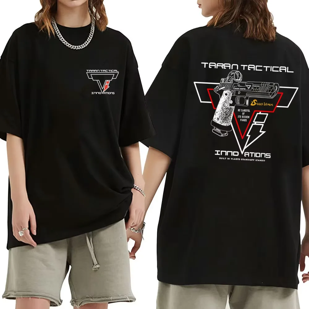 2026 New Taran Tactical Pistol Graphic Oversized T-shirt Unisex Men Women Fashion Vintage Casual Short Sleeve Tops