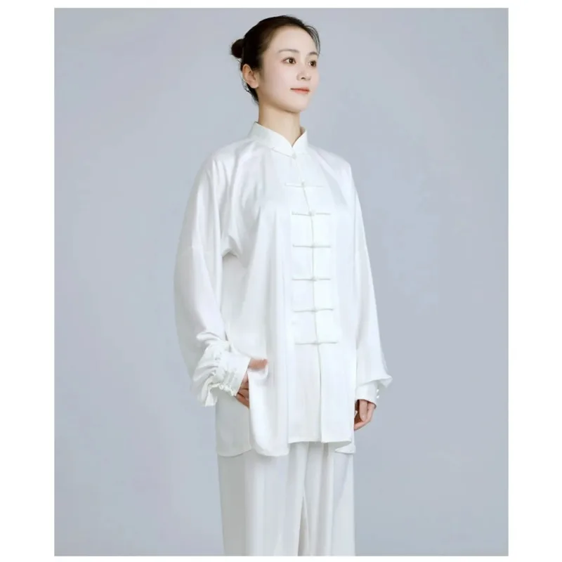 Summer Acetate Ice Silk Taiji Suit Tai Chi Uniform Six Colors Long Sleeved Wushu Exercise Clothing Traditional Chinese Clothing view 4