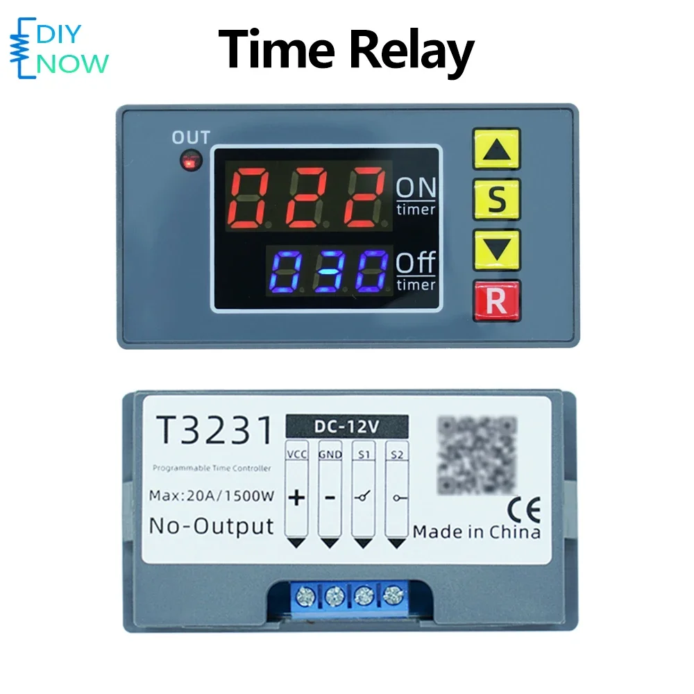 24V Digital Time Delay Relay with Dual LED Display Adjustable Cycle Timer for Industrial Control Electrical Systems