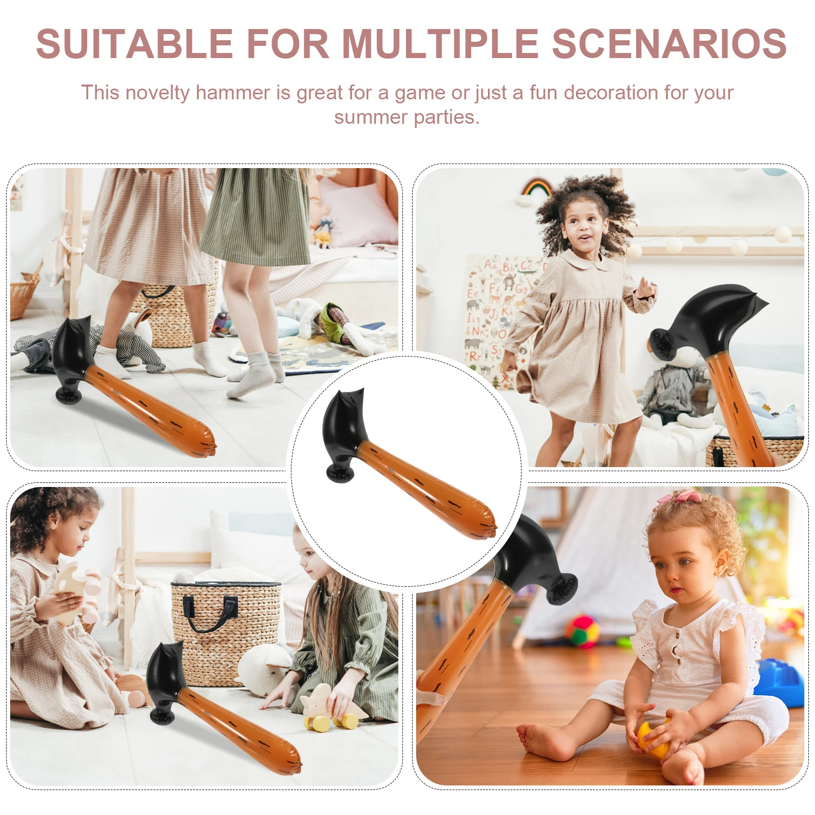 5Pcs Inflatable Hammer Toy Large Size PVC Pool Party Prop Kids Toy 56x27cm Summer Fun Decorations Safe Stylish