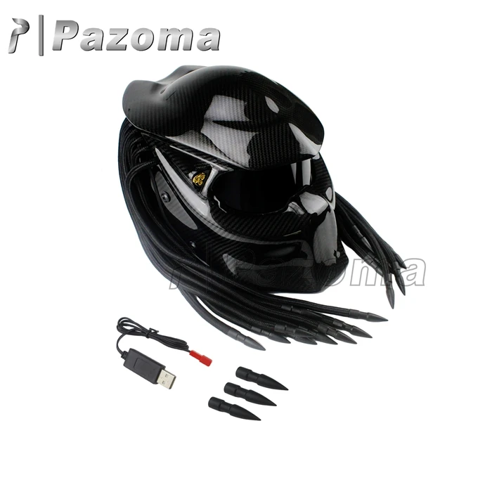 Safety Certification High Quality Black Predator Carbon Fiber Motorcycle Helmet Full Face Iron Man Helmet