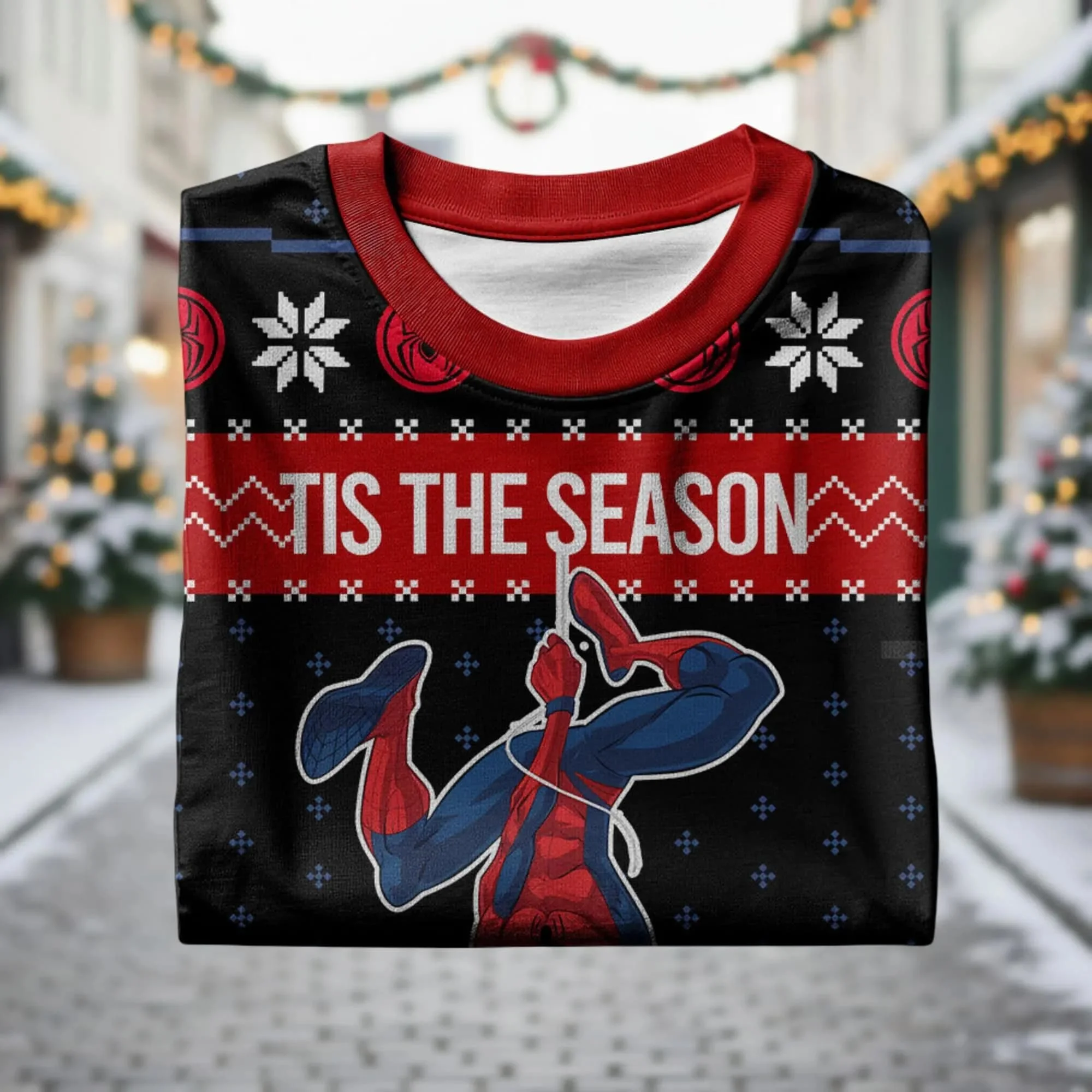 2026 Disney Spider Man Ugly Christmas Sweater Comfortable Casual Family Reunion Quick Drying Round Neck Hoodie