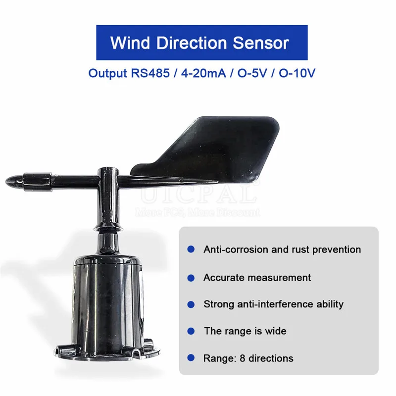 60m/s Weather Station Outdoor 3 Cup Anemometer Sensor Output RS485 4-20MA 0-5V Polycarbon Fiber Wind Speed Wind Direction Sensor