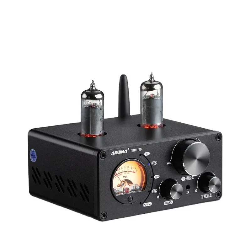 Audio T9 BT 5.0 Vacuum Tube Amplifier USB DAC Stereo Receiver COAX/OPT HiFi Home Audio Digital Amp w/VU Meter 100W