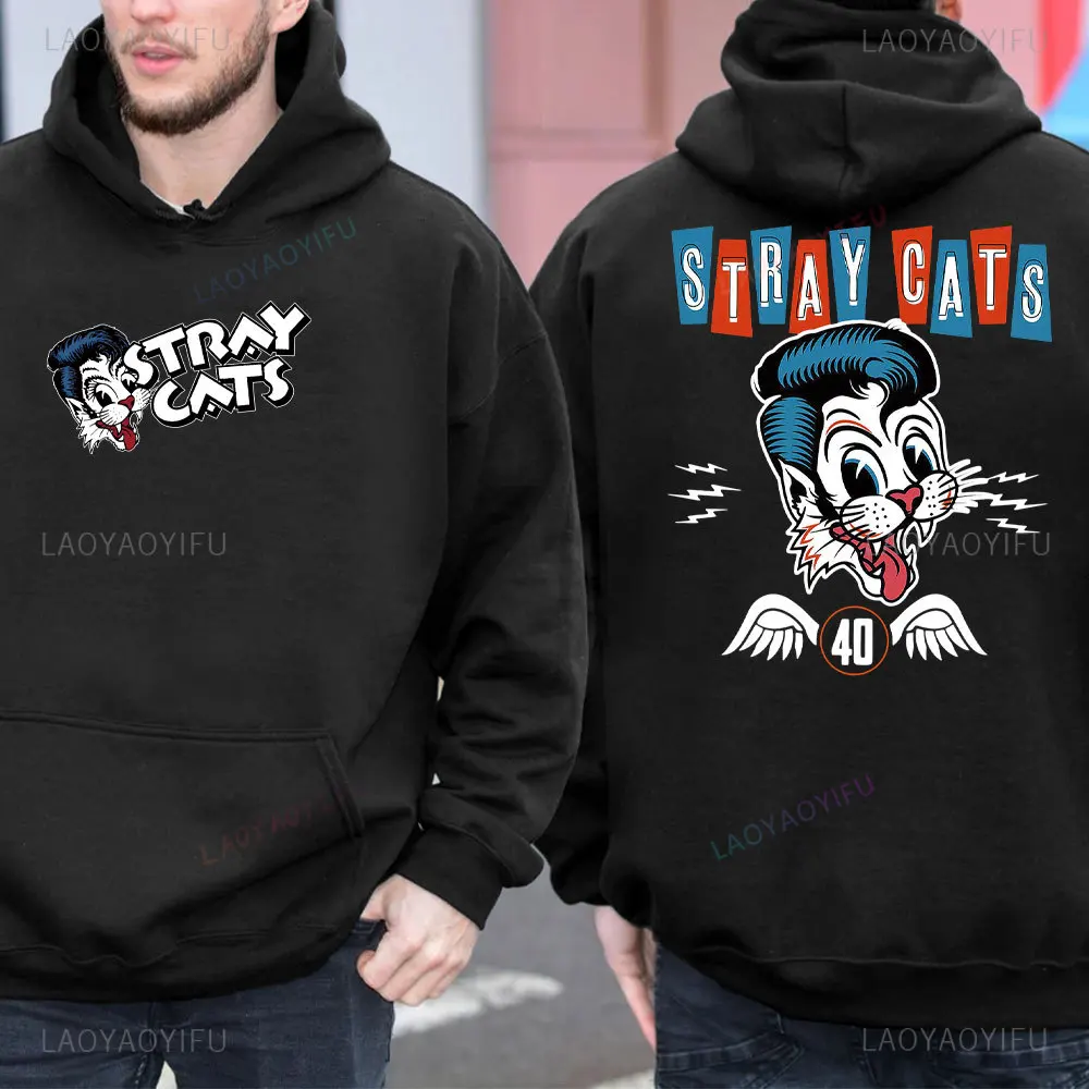 2025 Nieuwe Hoodie Verdwaalde Kat Brian Setzer Lee Rocker Slanke Jim Phantom Mannen Retro Esthetische Hoodie Grappig Tops Herenkleding