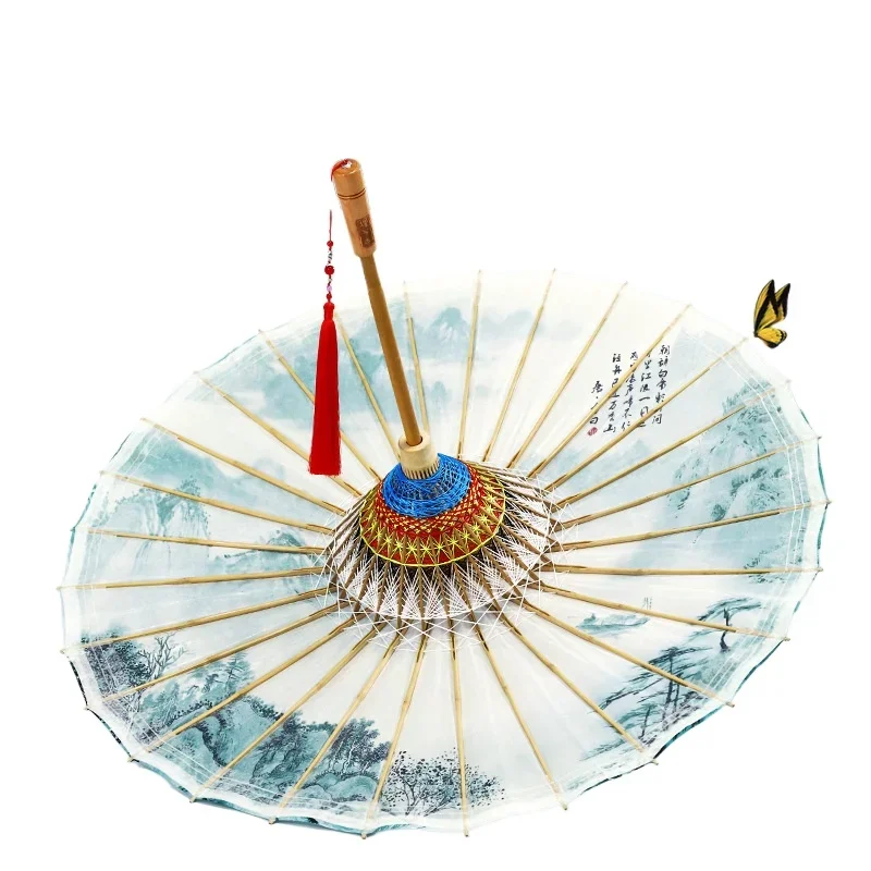 

Oil-paper handmade odorless rainproof and sunscreen female antique Chinese wind umbrella practical long-handled