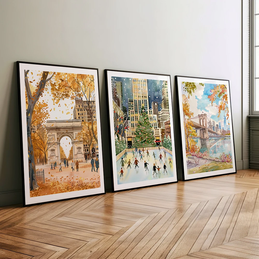 مدينة يطبع مجموعة من 3 مدينة نيويورك لندن برج ايفل اليابان جدار ديكور معالم المدينة السفر يطبع الملصقات الحديقة المركزية الفن هدية الملصقات