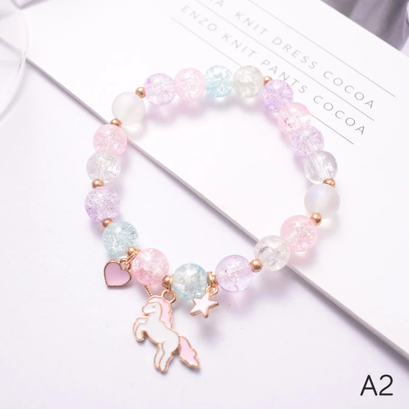 Bracelet en verre de perles de pop-corn pour filles, bijoux mignons, accessoires de bijoux, étoile, lune, nuage, fleur, navire de chia, vente en gros