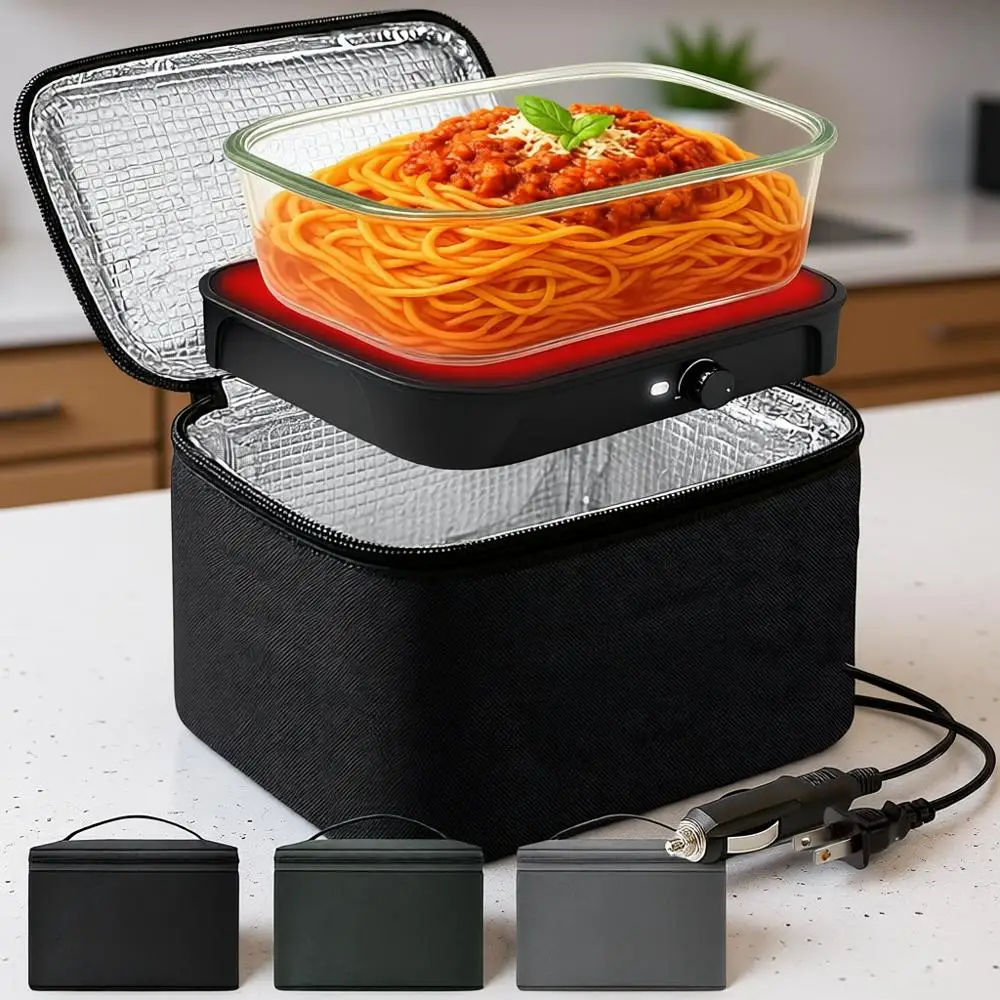 

Портативная микроволновка, подогреватель еды, термос-ланчбокс 12В/24В/110В, 3-в-1, электрический подогреватель для еды, электрический ланчбокс
