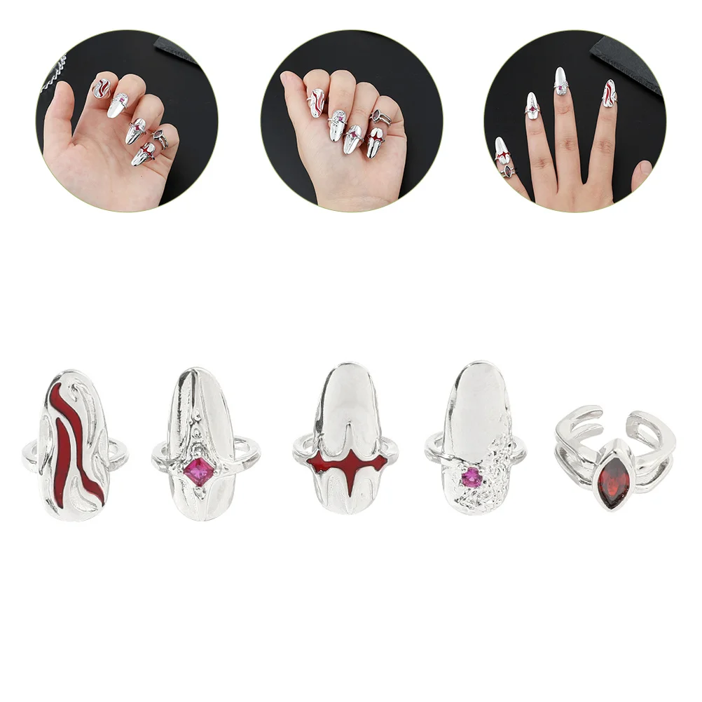 

1 Set Nail Tip Ring Fashion Finger Tip Ring Women Nail Rings Set Finger Jewelry Nail Tip Ring Set Finger Nail Rings