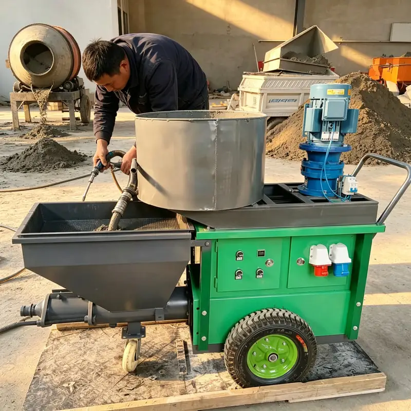 Air Compressed Sand Cement Sprayer Versatile Automatic Plaster Machine Customized Outlet Fitting for House Protection Work