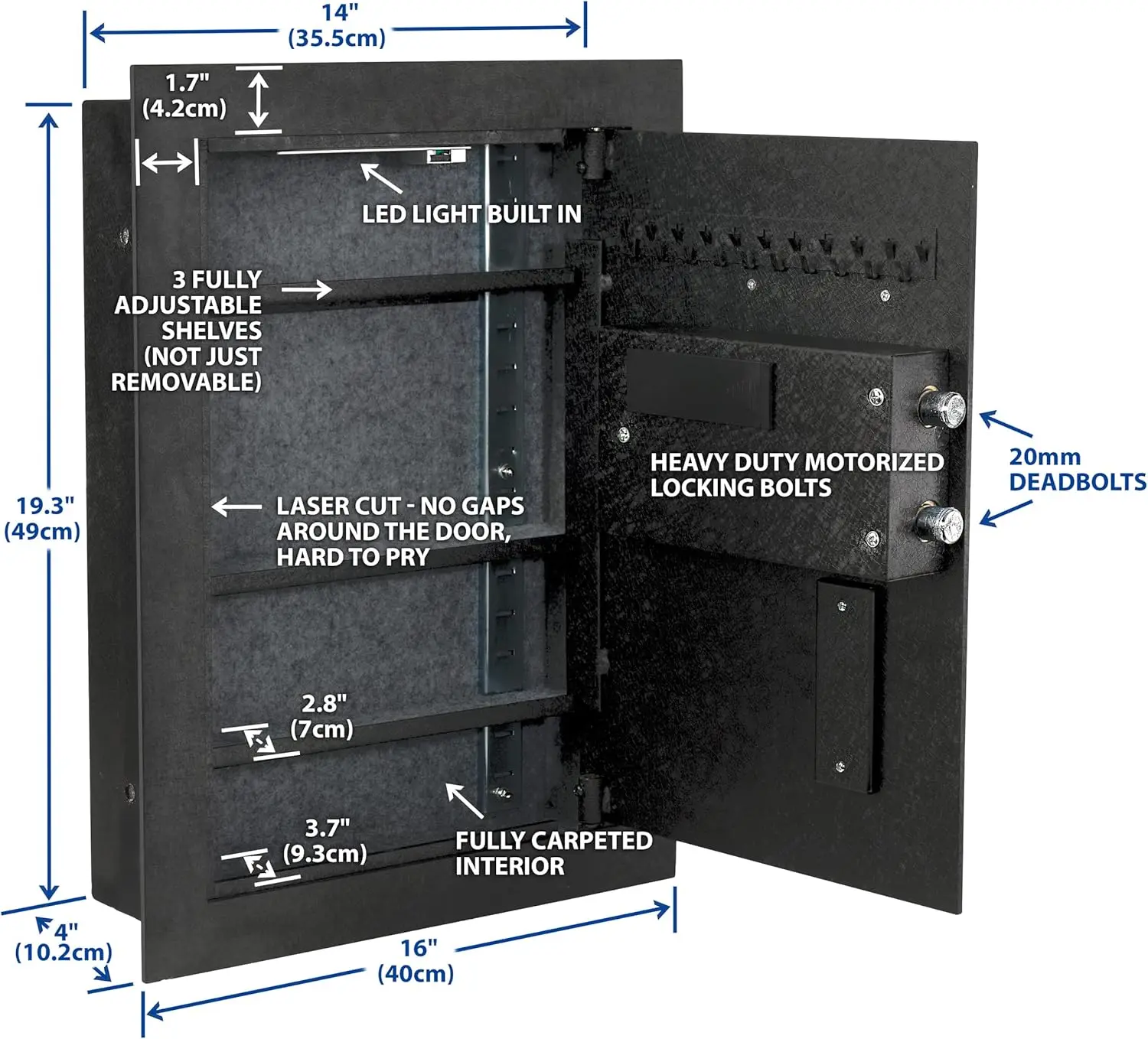 VS-52BLX Heavy Duty Hidden in Wall Safe Biometric Fingerprint