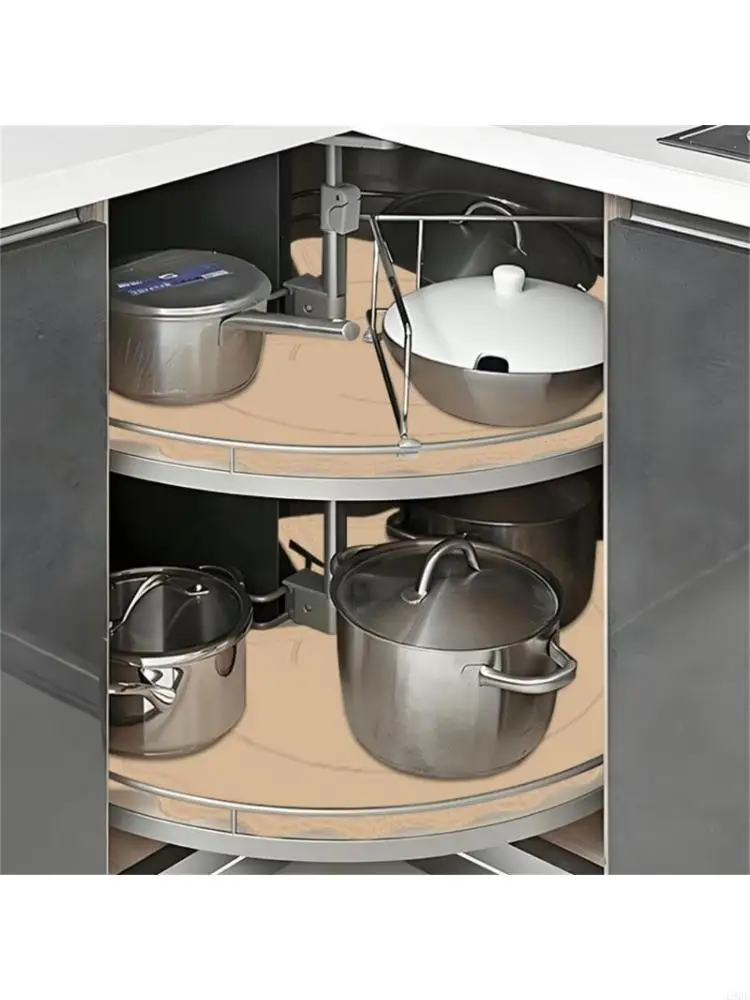 L9BE Set of 2 Pre Cut Circle Shelf Liners Nonadhesive Tablemat For Pantries Cupboard