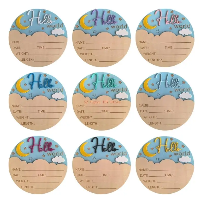 

96GC Newborns Birth Announcement Sign Round Baby Plaque for Photos
