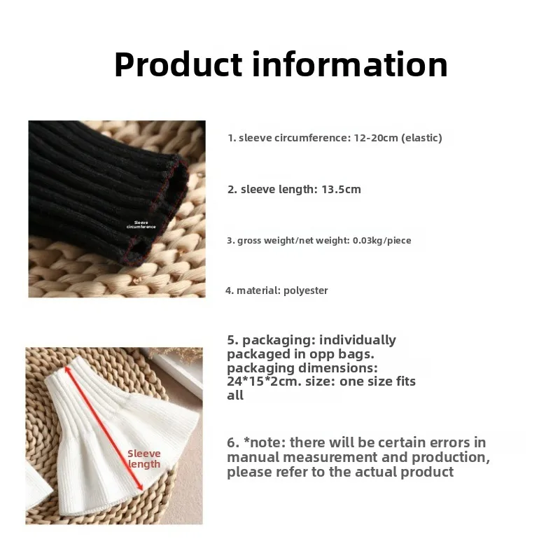 Hot Selling Autumn and Winter New Knitted Cuffs To Keep Warm Elastic Bottoming Decorative Fake Sleeves Simple and Versatile