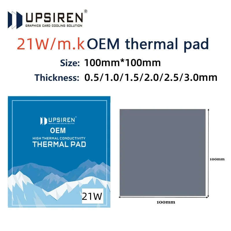 UPSIREN OEM 21W/mk Thermal Pad Silicone Plaster Thermal Pad CPU GPU Water Cooling Mat High Quality Heatsink Cooling Pad