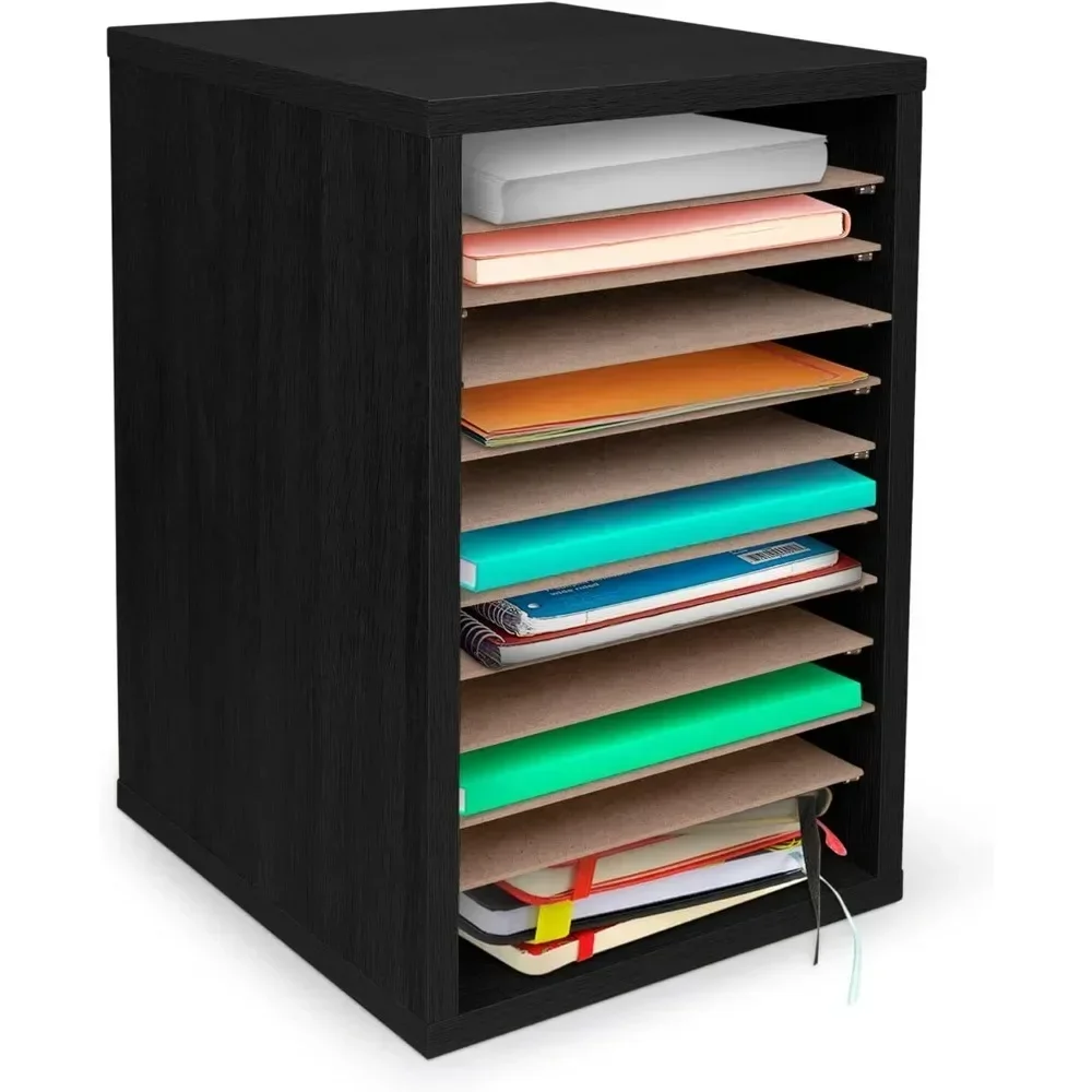 Classroom mailbox, 11-compartment wooden mail organizer, vertical desktop sorter with slots, with movable shelves Magazine Racks