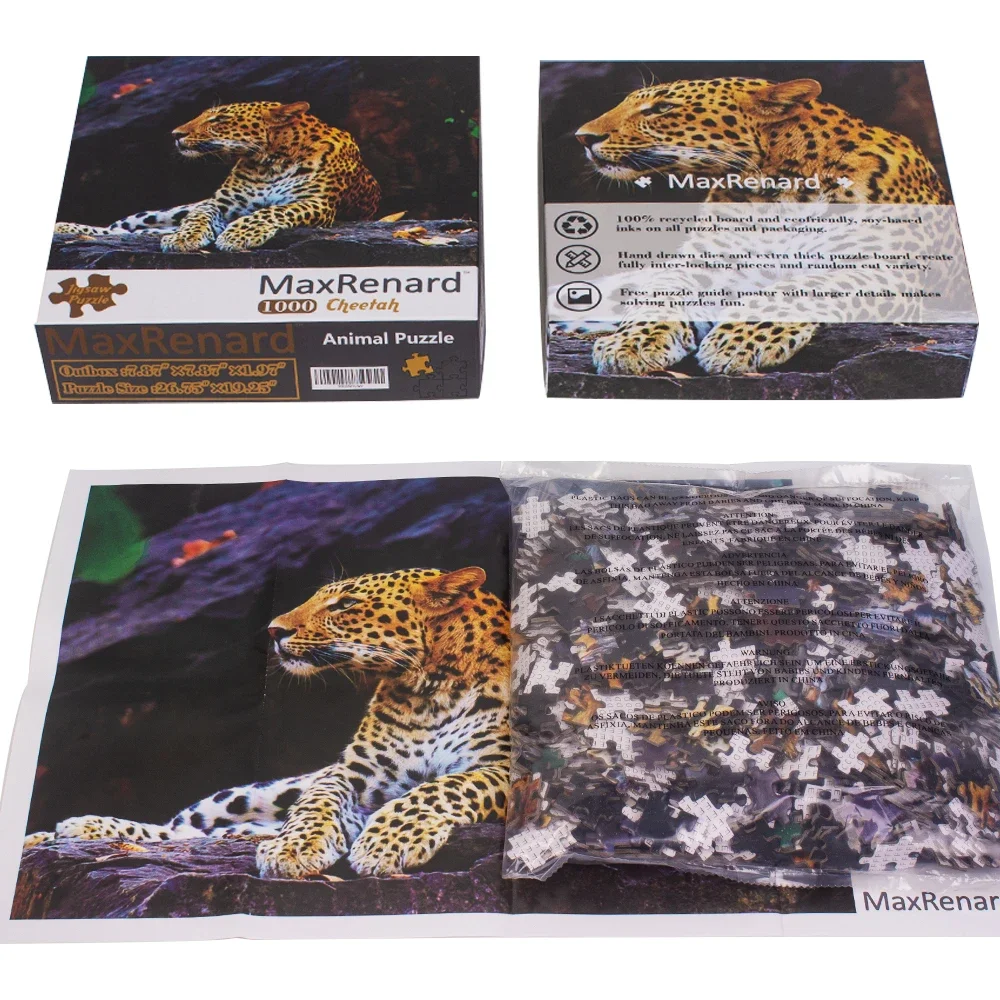 MaxRenard Puzzle 1000 Teile für Erwachsene, Tier, Leopard, umweltfreundliches Papier, Weihnachtsgeschenk, Spielzeug