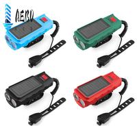 AEB0-Bike Horn Headlight 400LM Solar/USB Dual Charging Bike Horn Light Waterproof Bike Horn Light For Night Cycling